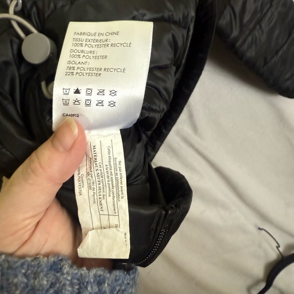 Woman Borealis Black Puffer Jacket with Hood Windbreaker Small - Picture 4 of 7